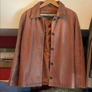 Rem Garson Tan Leather Shirt Jacket
